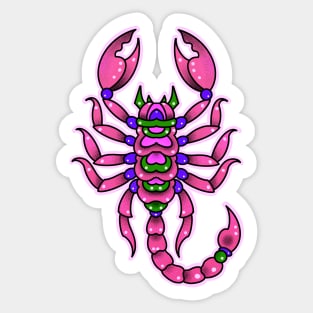 Pink scorpio old school tattoo style Sticker